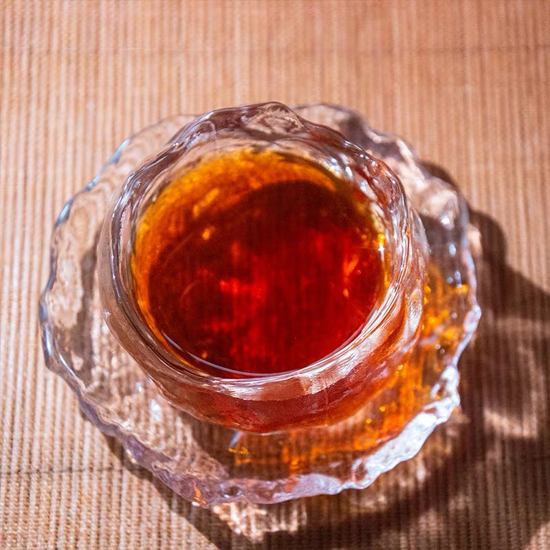 Red Ya'an dark tea in a glass cup